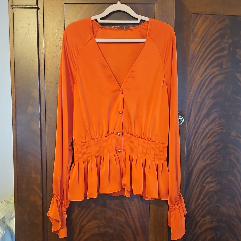 Ramy Brook Red Buttoned Down Blouse - Size Medium